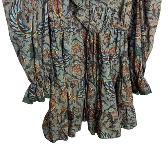 Ulla Johnson Caris Red and Brown Cocktail Dress with Bishop Sleeves SZ 2 - Picture 14 of 16